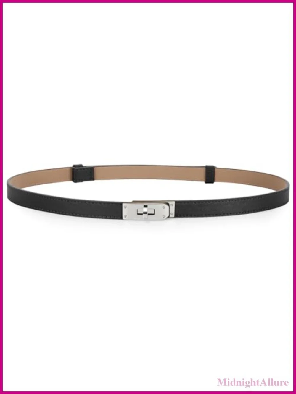 Skinny Leather Belt Adjustable Thin Turn Lock Buckle for Jeans Dresses